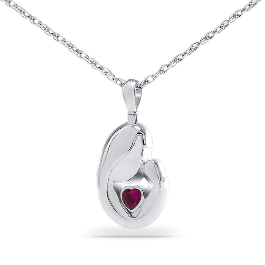 Mother's Love Red Stone Steel Keepsake